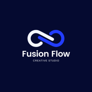 Blue White Simple Infinity Line Logo